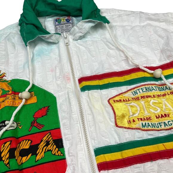 Vintage 80s Africa Unite Disan Lightweight Utility Jacket FLAW OSFA One Size - Picture 7 of 13